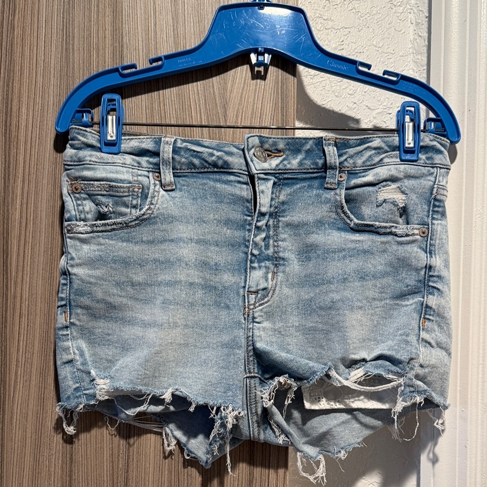 American Eagle Outfitters Light Blue Ripped Jean Shorts